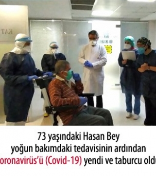 73 yaşındaki Hasan Bey, yoğun bakımdaki tedavisinin ardından Koronavirüs'ü (Covid-19) yendi ve taburcu oldu.